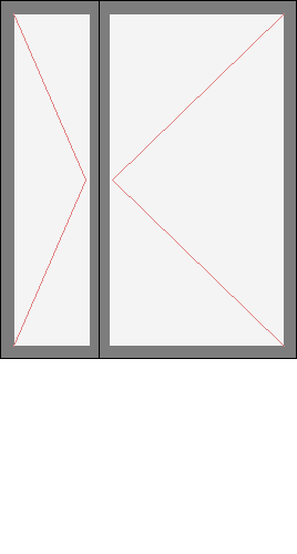 Окно двустворчатое, балкон для серий П-3, П-42 и П-43. Размер 1160x1400 (Ш х В, мм.). Типовая схема открывания.