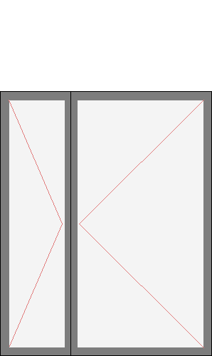 Окно двустворчатое, балкон, для серий II-49. Размер 1230x1530 (Ш х В, мм.). Типовая схема открывания.
