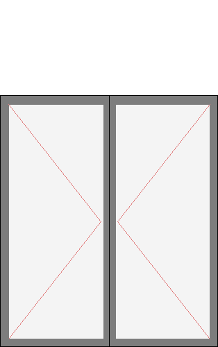 Окно двустворчатое «Хрущевка» (серии 1-510, 1-511 и 1-515/5). Размер 1300x1500 (Ш х В, мм.). Типовая схема открывания.