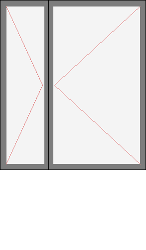 Окно двустворчатое, балкон, для серий II-18, II-68 и 1-515/9. Размер 1320x1530 (Ш х В, мм.). Типовая схема открывания.