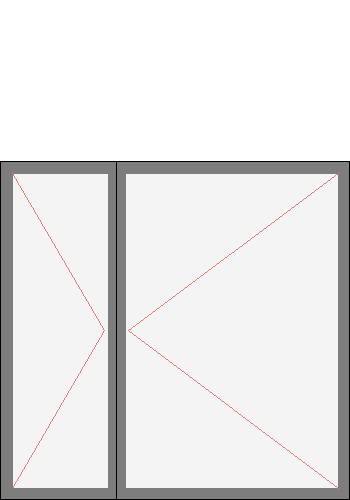 Окно двустворчатое для ГМС-1, П-30/44/46/55, ПД-4, 1-504 и КОПЭ. Размер 1470x1420 (Ш х В, мм.). Типовая схема открывания.