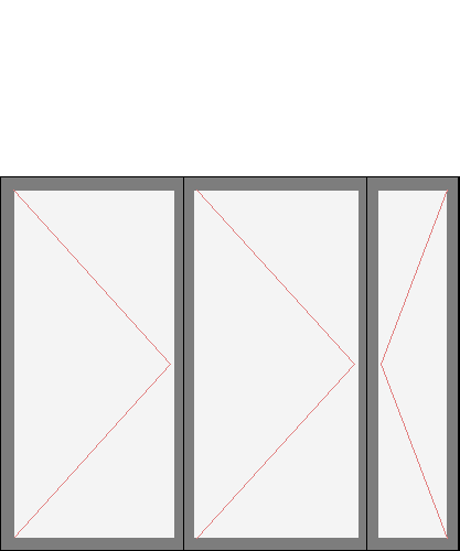 Окно трёхстворчатое для серии К9 и 1-515/9Ш. Размер 1880x1530 (Ш х В, мм.). Типовая схема открывания.