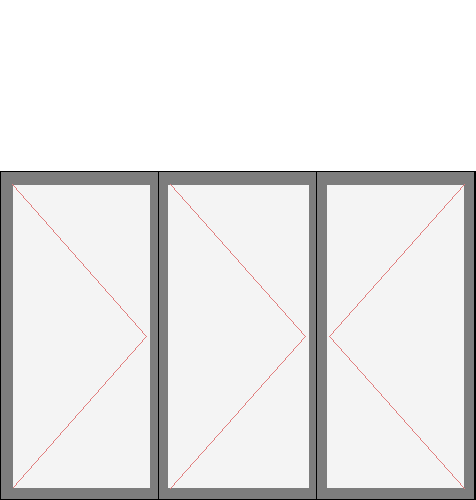 Окно трёхстворчатое для серии КОПЭ, П-55 и ПД-4. Размер 2060x1420 (Ш х В, мм.). Типовая схема открывания.