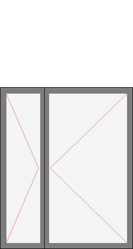 Окно двустворчатое, балкон для серий П-3, П-42 и П-43. Размер 1160x1400 (Ш х В, мм.). Типовая схема открывания.