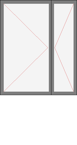 Окно двустворчатое для серии ПД-4. Размер 1160x1420 (Ш х В, мм.). Типовая схема открывания.