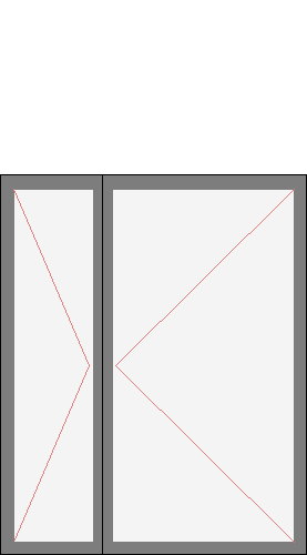Окно на балкон для серии 1-447, 1-464 и 1-605. Размер 1230x1520 (Ш х В, мм.). Типовая схема открывания.