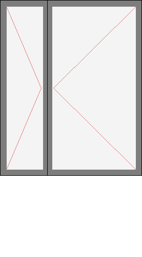 Окно на балкон для серии 1-447, 1-464 и 1-605. Размер 1230x1520 (Ш х В, мм.). Типовая схема открывания.