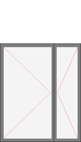 Окно двустворчатое для серии II-66. Размер 1270x1540 (Ш х В, мм.). Типовая схема открывания.