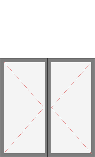 Окно двустворчатое для серии МГ-601 и 1P-303. Размер 1280x1320 (Ш х В, мм.). Типовая схема открывания.