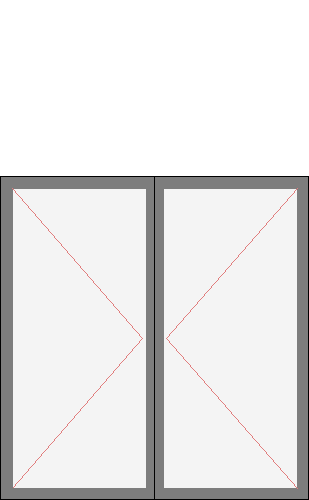 Окно двустворчатое для серий 1ЛГ-507. Размер 1280x1340 (Ш х В, мм.). Типовая схема открывания.