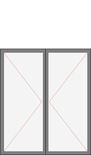 Окно двустворчатое, боковой фасад для серии 1-464 и 1-605. Размер 1310x1520 (Ш х В, мм.). Типовая схема открывания.