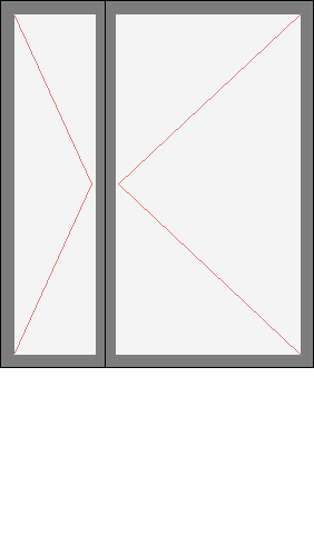 Окно двустворчатое для серии II-29. Размер 1330x1560 (Ш х В, мм.). Типовая схема открывания.