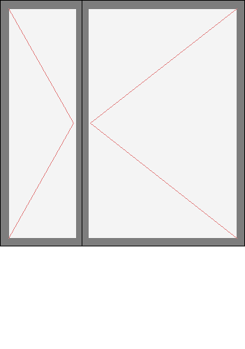 Окно двустворчатое, балкон для серии 1-502. Размер 1510x1520 (Ш х В, мм.). Типовая схема открывания.