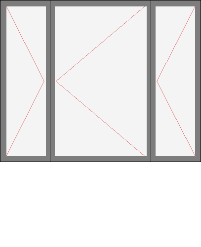 Окно трёхстворчатое для серии П-44 и КОПЭ. Размер 1760x1420 (Ш х В, мм.). Типовая схема открывания.