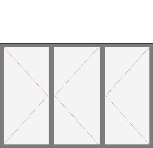 Окно трёхстворчатое для  серии 1-502. Размер 2220x1520 (Ш х В, мм.). Типовая схема открывания.